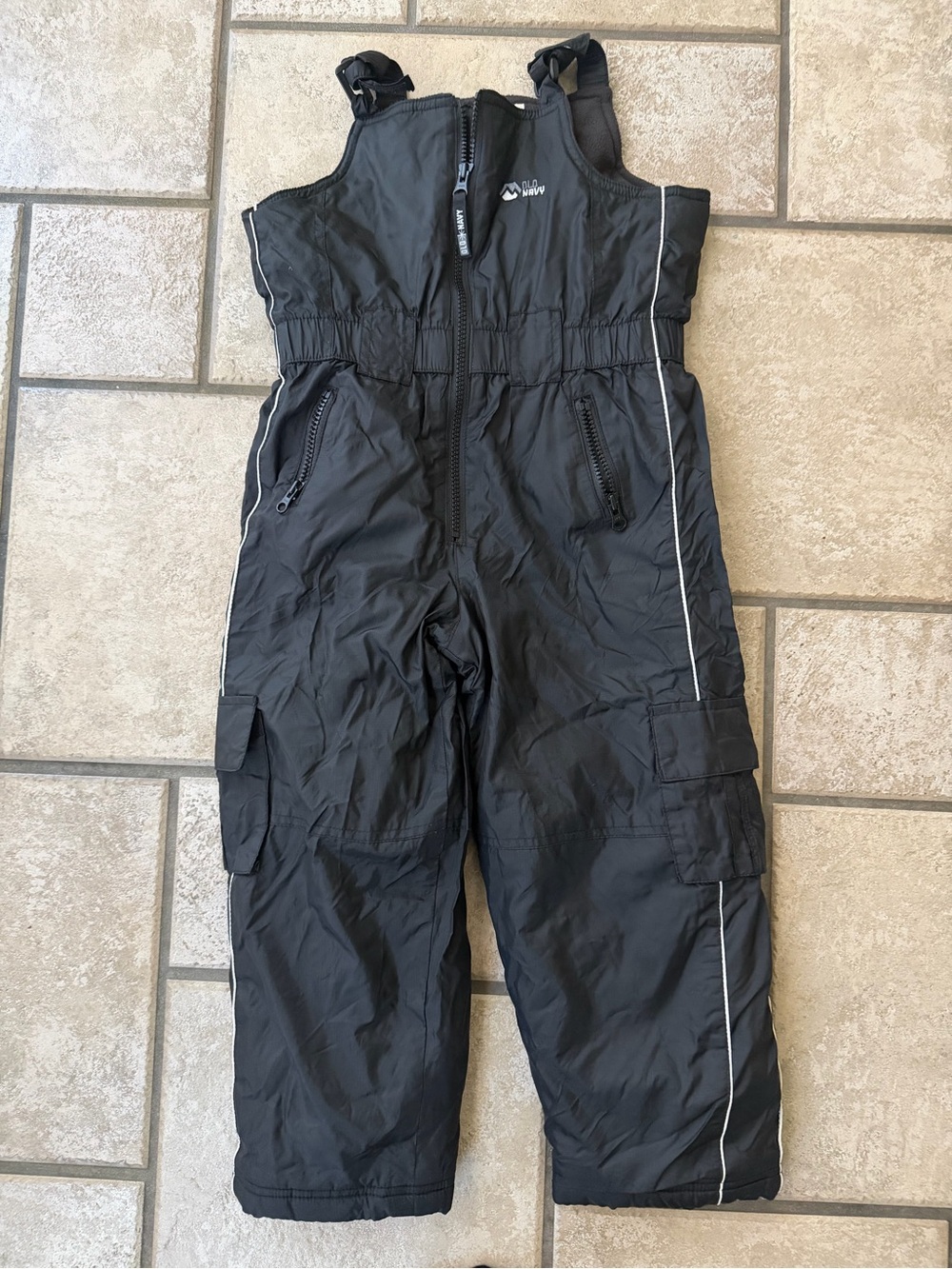 Old Navy Black Kids Snow Overalls with Reflective Piping